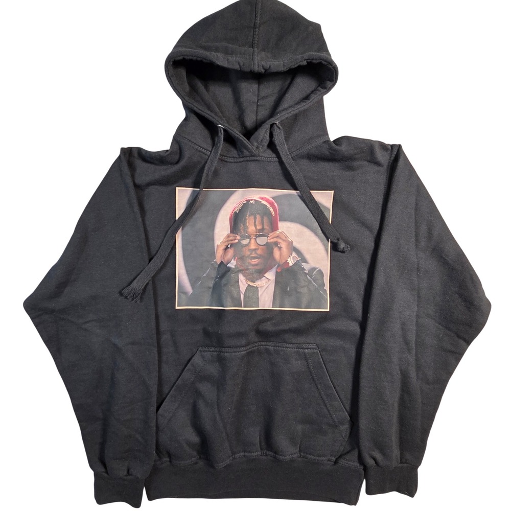 Jon Lauren Juice WRLD Hoodie Mens S Black Excellent Graphic Pullover Rap Tee